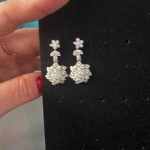 Elegant Silver Floral Drop Earrings